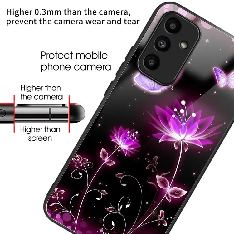 For Samsung Galaxy A15 4G / 5G TPU Phone Case Pattern Printed Tempered Glass Back Cover