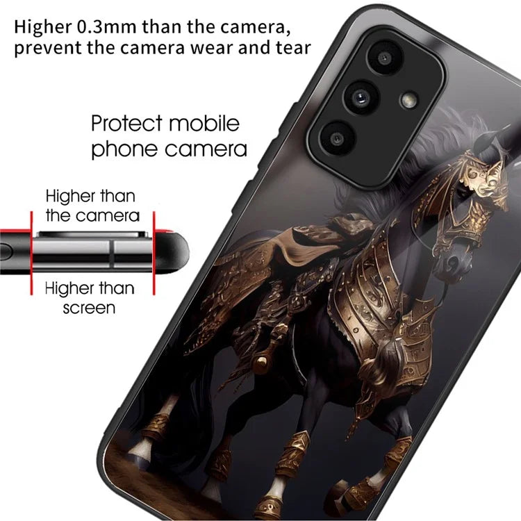 For Samsung Galaxy A15 4G / 5G TPU Phone Case Pattern Printed Tempered Glass Back Cover