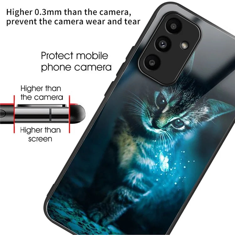 For Samsung Galaxy A15 4G / 5G TPU Phone Case Pattern Printed Tempered Glass Back Cover