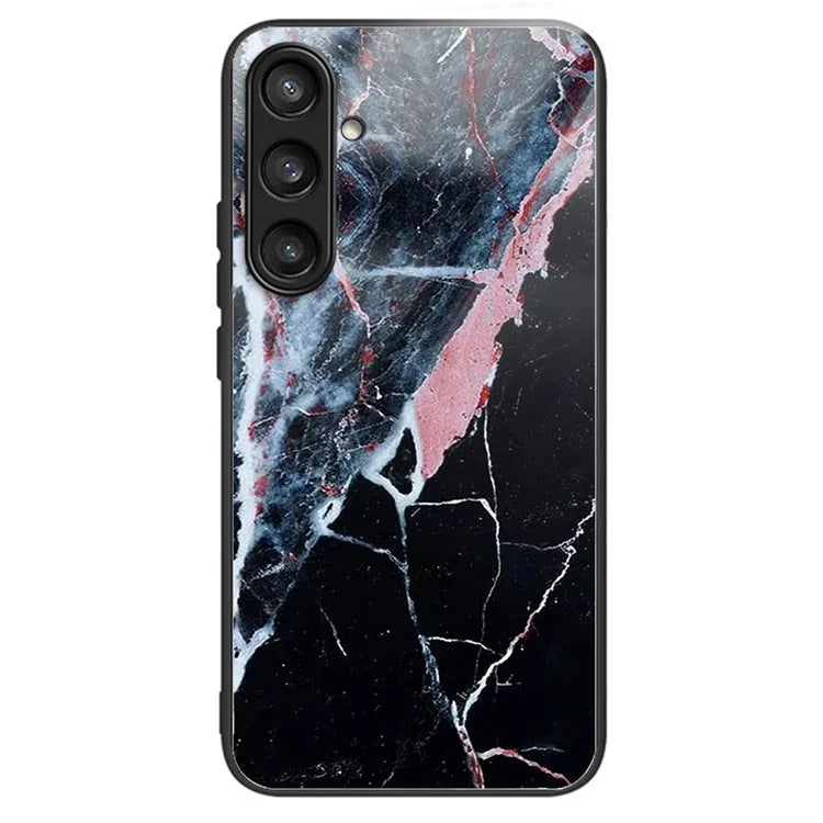 For Samsung Galaxy S24 Case Tempered Glass+TPU Personalized Patterns Phone Cover