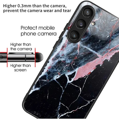 For Samsung Galaxy S24 Case Tempered Glass+TPU Personalized Patterns Phone Cover