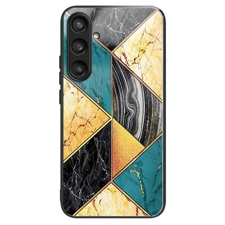 For Samsung Galaxy S24 Case Tempered Glass+TPU Personalized Patterns Phone Cover