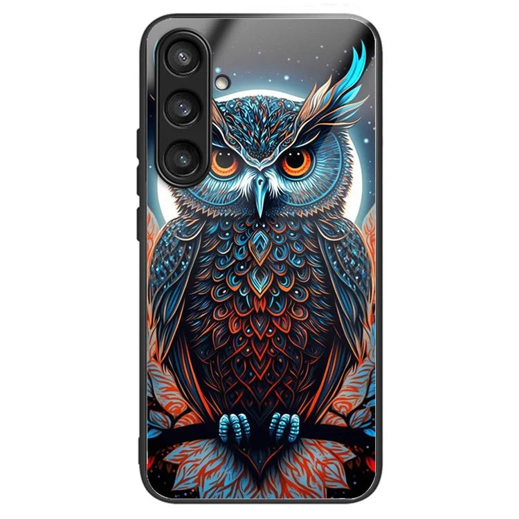 For Samsung Galaxy S24 Case Tempered Glass+TPU Personalized Patterns Phone Cover
