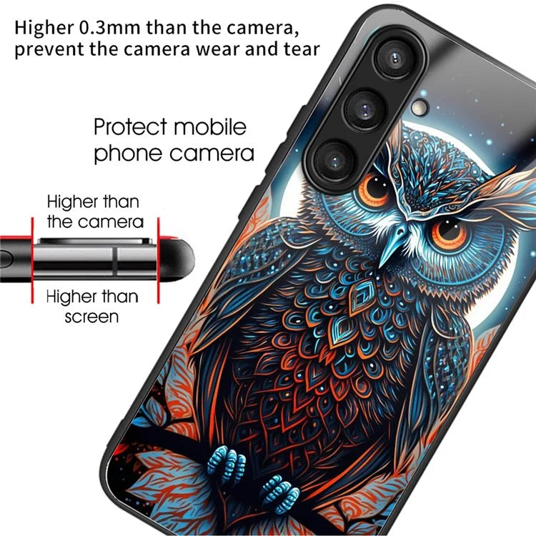For Samsung Galaxy S24 Case Tempered Glass+TPU Personalized Patterns Phone Cover