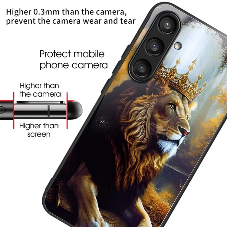 For Samsung Galaxy S24 Case Tempered Glass+TPU Personalized Patterns Phone Cover