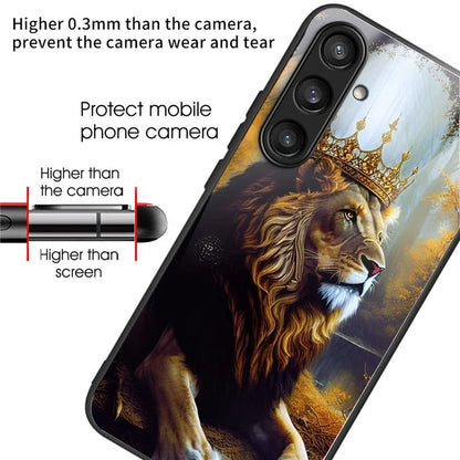 For Samsung Galaxy S24 Case Tempered Glass+TPU Personalized Patterns Phone Cover