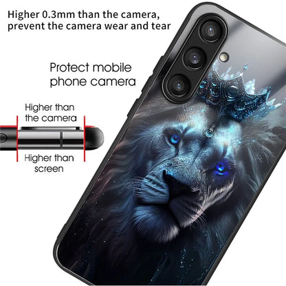 For Samsung Galaxy S24 Case Tempered Glass+TPU Personalized Patterns Phone Cover