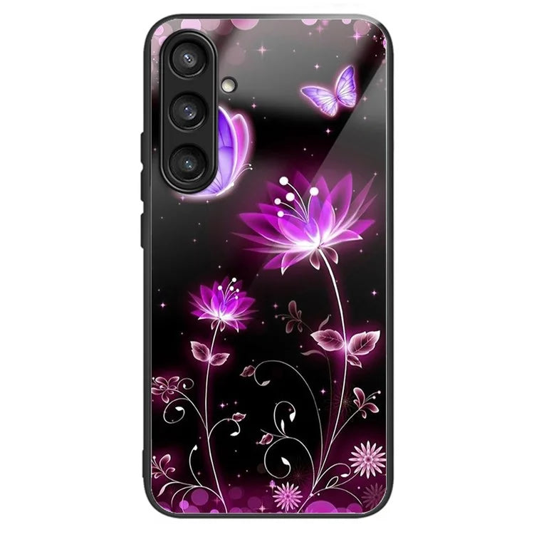 For Samsung Galaxy S24 Case Tempered Glass+TPU Personalized Patterns Phone Cover