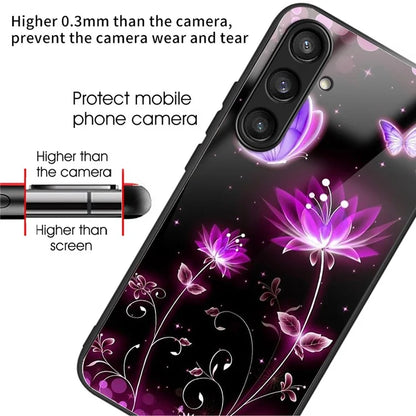 For Samsung Galaxy S24 Case Tempered Glass+TPU Personalized Patterns Phone Cover