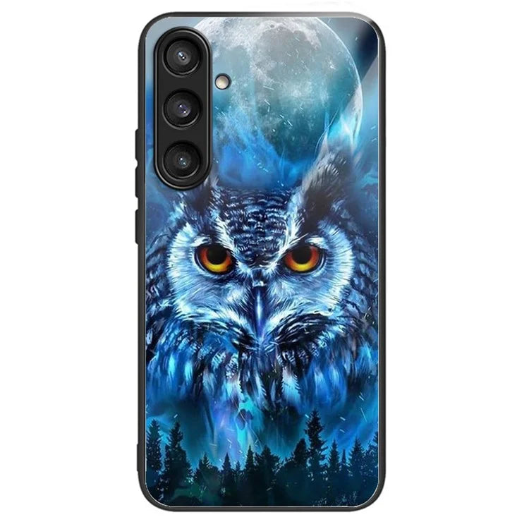 For Samsung Galaxy S24 Case Tempered Glass+TPU Personalized Patterns Phone Cover