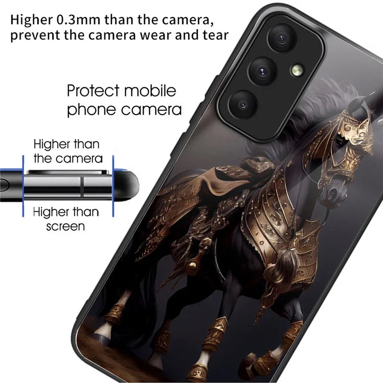For Samsung Galaxy A35 5G Phone Case Pattern Printing Tempered Glass TPU Cover