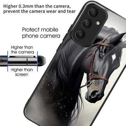 For Samsung Galaxy A35 5G Phone Case Pattern Printing Tempered Glass TPU Cover