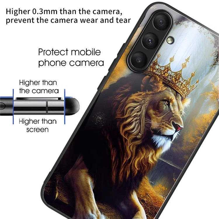 For Samsung Galaxy A24 4G (162.1 x 77.6 x 8.3mm) Case Tempered Glass Pattern Camera Lens Protection Phone Cover