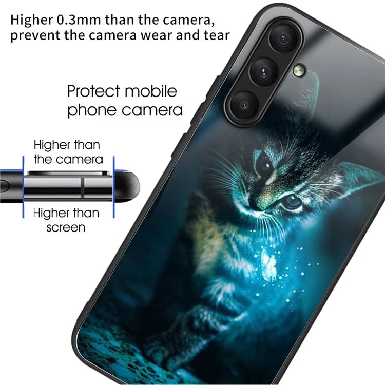 For Samsung Galaxy A24 4G (162.1 x 77.6 x 8.3mm) Case Tempered Glass Pattern Camera Lens Protection Phone Cover