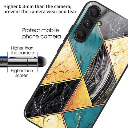 For Samsung Galaxy A24 4G (162.1 x 77.6 x 8.3mm) Case Tempered Glass Pattern Camera Lens Protection Phone Cover
