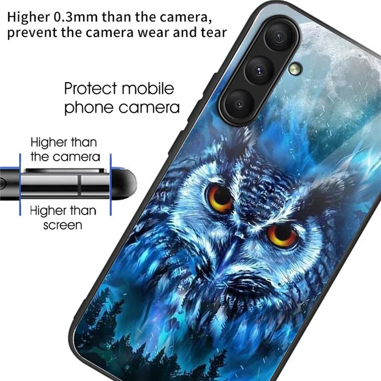 For Samsung Galaxy A24 4G (162.1 x 77.6 x 8.3mm) Case Tempered Glass Pattern Camera Lens Protection Phone Cover