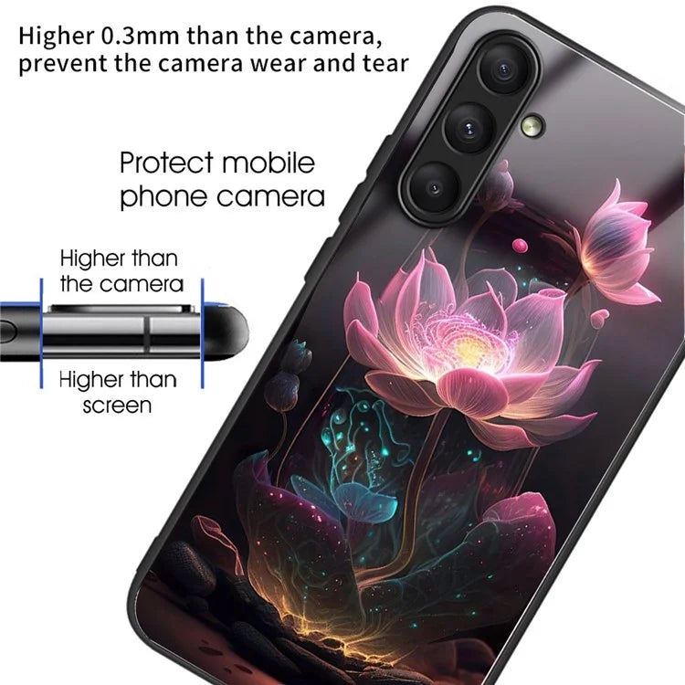 For Samsung Galaxy A24 4G (162.1 x 77.6 x 8.3mm) Case Tempered Glass Pattern Camera Lens Protection Phone Cover