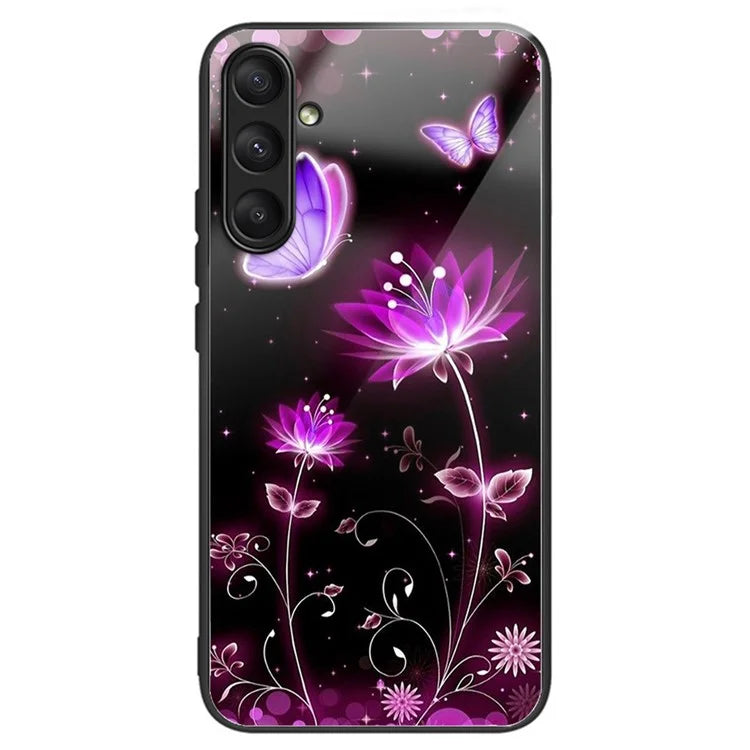 For Samsung Galaxy A24 4G (162.1 x 77.6 x 8.3mm) Case Tempered Glass Pattern Camera Lens Protection Phone Cover
