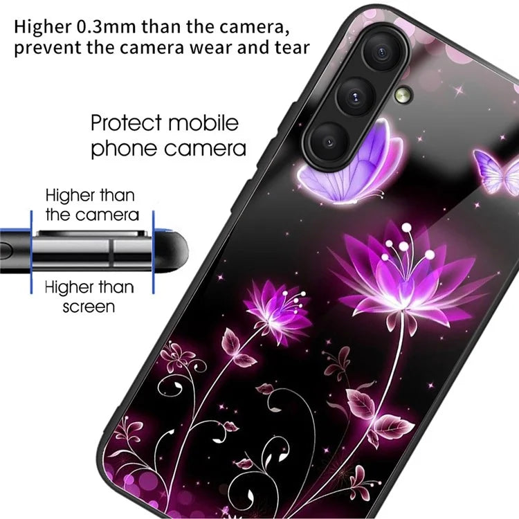 For Samsung Galaxy A24 4G (162.1 x 77.6 x 8.3mm) Case Tempered Glass Pattern Camera Lens Protection Phone Cover