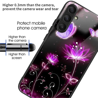 For Samsung Galaxy A24 4G (162.1 x 77.6 x 8.3mm) Case Tempered Glass Pattern Camera Lens Protection Phone Cover