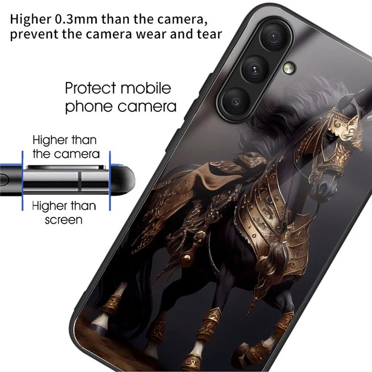 For Samsung Galaxy A24 4G (162.1 x 77.6 x 8.3mm) Case Tempered Glass Pattern Camera Lens Protection Phone Cover