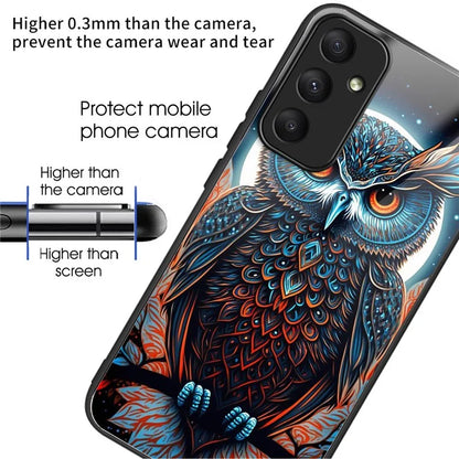 For Samsung Galaxy A55 5G Tempered Glass Case TPU Frame Pattern Print Phone Cover