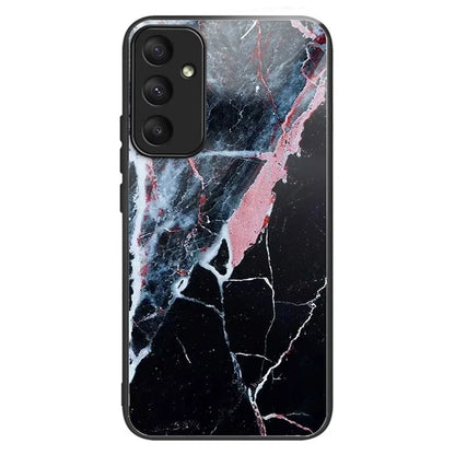 For Samsung Galaxy A55 5G Tempered Glass Case TPU Frame Pattern Print Phone Cover