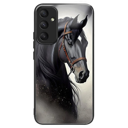 For Samsung Galaxy A55 5G Tempered Glass Case TPU Frame Pattern Print Phone Cover