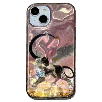 For iPhone 15 Case Pattern Laser Effect PC+TPU Shockproof Phone Cover