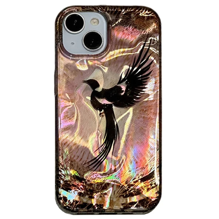 For iPhone 13 Case Laser Effect Pattern Printing PC+TPU Phone Cover