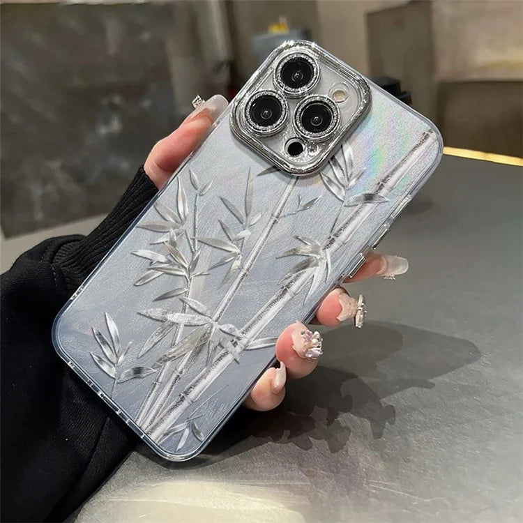 For iPhone 13 Pro Max Case TPU+PC Back Phone Cover IMD Bamboo Pattern