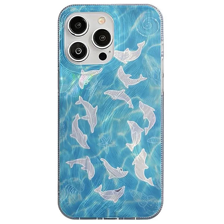 For iPhone 12 Pro Max 6.7 inch Case Dauphin Pattern IMD TPU+PC Shockproof Phone Case