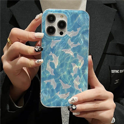 For iPhone 12 Pro Max 6.7 inch Case Dauphin Pattern IMD TPU+PC Shockproof Phone Case