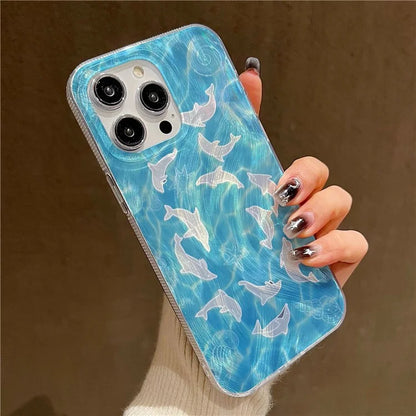 For iPhone 12 Pro Max 6.7 inch Case Dauphin Pattern IMD TPU+PC Shockproof Phone Case