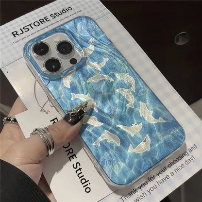 For iPhone 12 Pro Max 6.7 inch Case Dauphin Pattern IMD TPU+PC Shockproof Phone Case