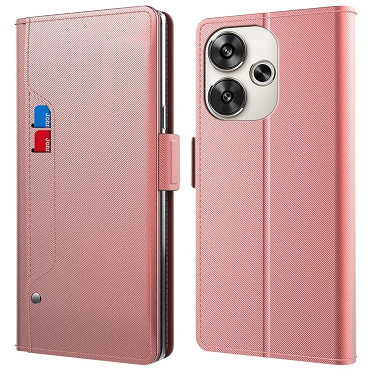 For Xiaomi Redmi Turbo 3 5G / Poco F6 5G Case PU Leather Card Holder Make Up Mirror Phone Cover