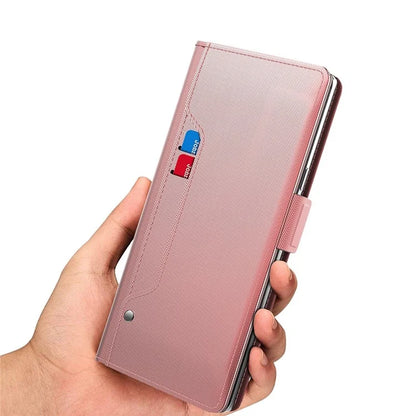For Xiaomi Redmi Turbo 3 5G / Poco F6 5G Case PU Leather Card Holder Make Up Mirror Phone Cover