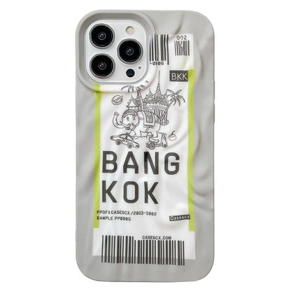For iPhone 15 Pro Max Case Luminous Airline Ticket Pattern Printing TPU Phone Cover