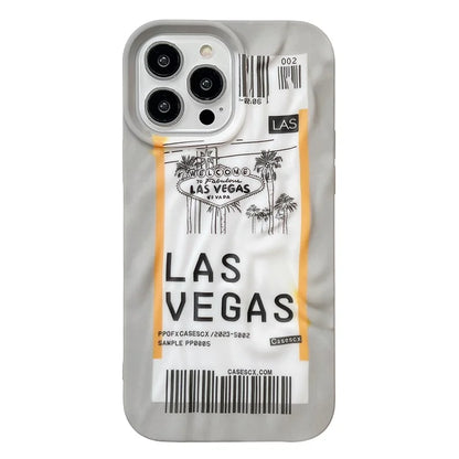 For iPhone 15 Pro Max Case Luminous Airline Ticket Pattern Printing TPU Phone Cover
