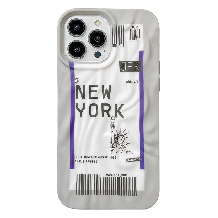 For iPhone 15 Pro Case Air Ticket Pattern Luminous TPU Phone Cover