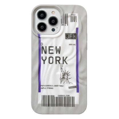 For iPhone 15 Pro Case Air Ticket Pattern Luminous TPU Phone Cover
