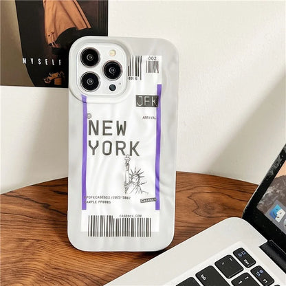 For iPhone 15 Pro Case Air Ticket Pattern Luminous TPU Phone Cover