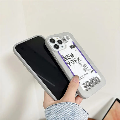 For iPhone 15 Pro Case Air Ticket Pattern Luminous TPU Phone Cover