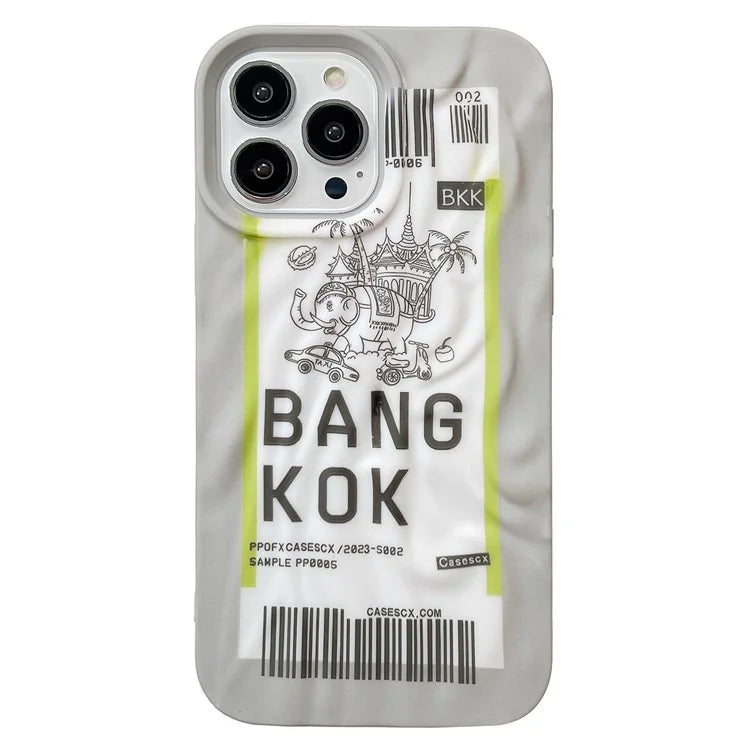 For iPhone 15 Pro Case Air Ticket Pattern Luminous TPU Phone Cover