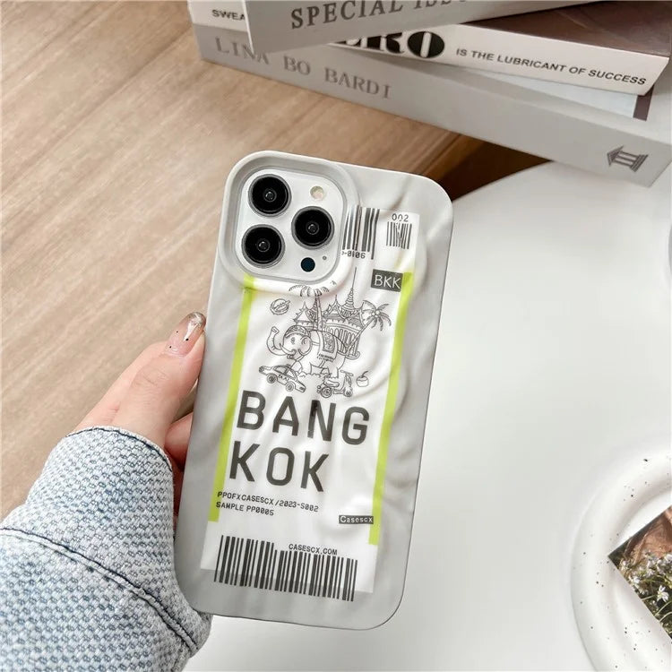 For iPhone 15 Pro Case Air Ticket Pattern Luminous TPU Phone Cover