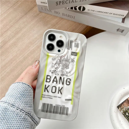 For iPhone 15 Pro Case Air Ticket Pattern Luminous TPU Phone Cover