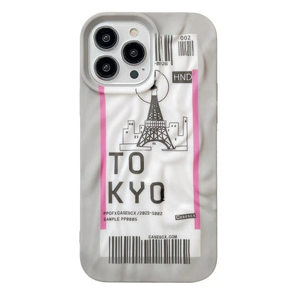 For iPhone 15 Pro Case Air Ticket Pattern Luminous TPU Phone Cover