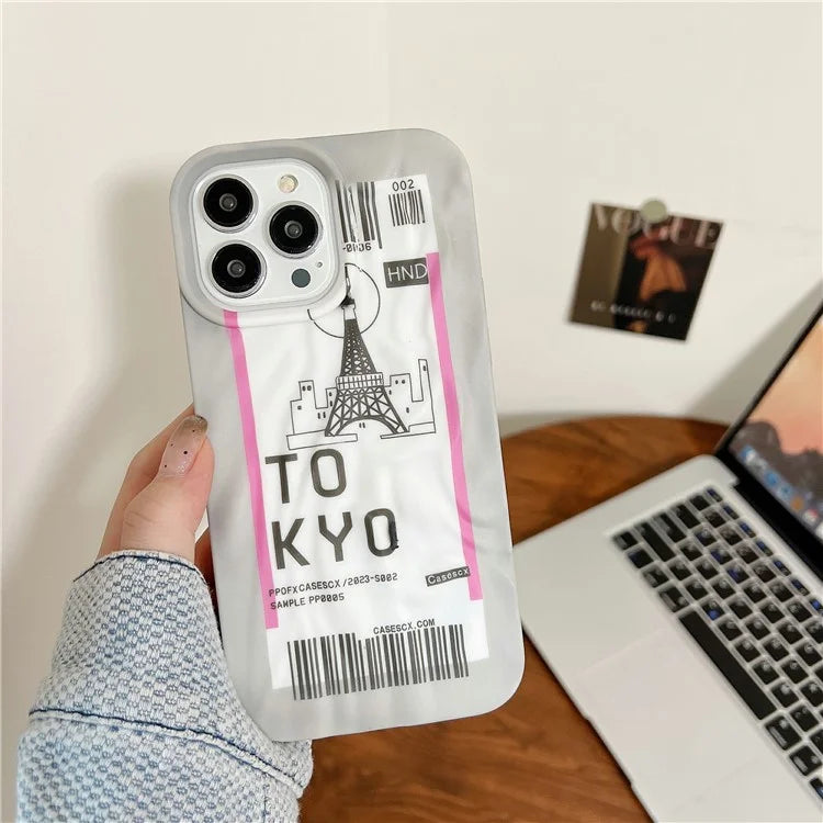 For iPhone 15 Pro Case Air Ticket Pattern Luminous TPU Phone Cover
