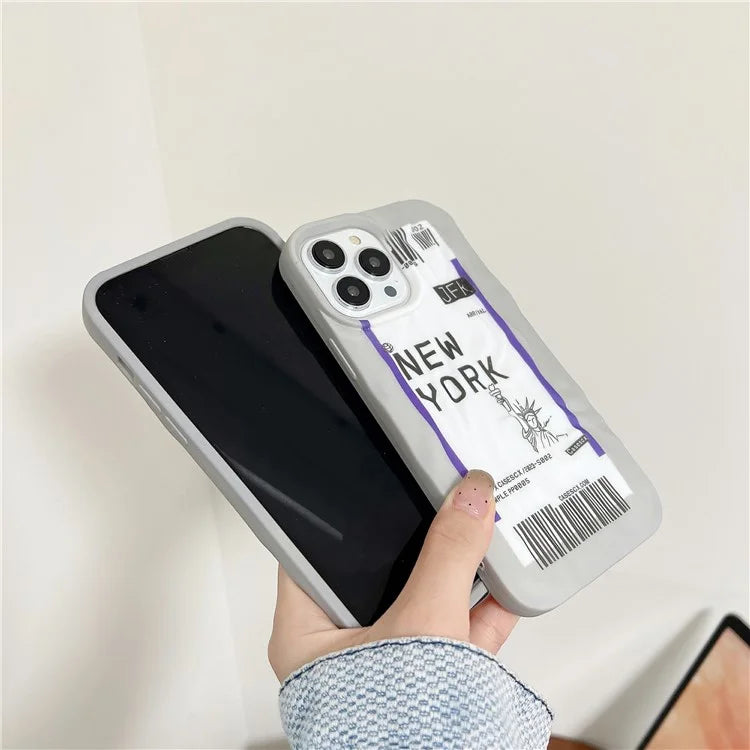 For iPhone 15 Pro Case Air Ticket Pattern Luminous TPU Phone Cover