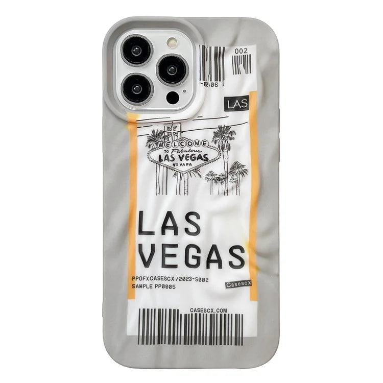 For iPhone 15 Pro Case Air Ticket Pattern Luminous TPU Phone Cover